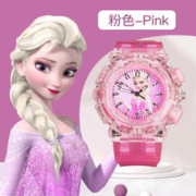 LEQIANXUN 乐千寻 儿童发光玩具表女童电子手表爱莎公主女孩生日礼物手表卡通闪灯表 粉色爱莎B款