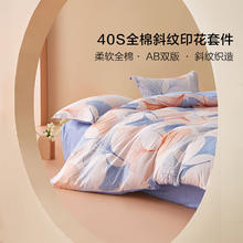 BLISS 百丽丝 床上四件套纯棉床上用品被套床单枕套双人全棉被罩套件 叶雨云嫣 1.2米床三件套适配150*210cm被芯