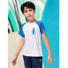 PLUS会员：TOREAD kids 探路者 儿童T恤 干爽透气半袖两件套 白色航海蓝QAJJBL83232 160