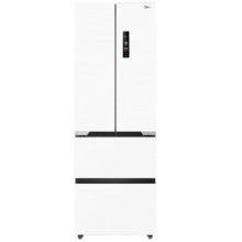 美的（Midea）421M60系列超薄嵌入式法式冰箱一级变频除菌白色多门60cm超薄底部散热9分钟急速净味一级能效家用 MR-421WUFPZE 极地白-锦缎