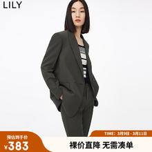 LILY 2023秋新款女装气质纯色款复古双排扣宽松长袖休闲西装外套女 509深灰 M