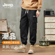 JEEP SPIRIT 工装休闲裤束脚潮流时尚宽松裤子 黑色