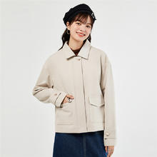 GIORDANO 佐丹奴 外套女装磨毛梭织口袋翻领宽松长袖休闲外套 05373721