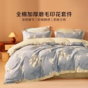 BLISS 百丽丝 水星出品全棉加厚磨毛肌理套件床单被套三/四件套套件