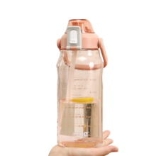希乐水杯大容量运动吸管杯男女夏季网红吸管杯tritan材质1.5L莲花红