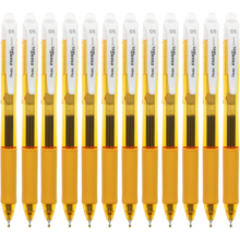 派通（Pentel）0.5mm中性笔速干水笔 彩色按挚式中性签字笔BLN105 橙色笔杆/黑芯 12支装