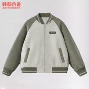 HSTYLE 韩都衣舍 春季新款时尚男士麂皮绒插色夹克宽松百搭休闲情侣棒球服