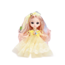 优起新款16厘米洋娃娃女孩玩具套装爱莎公主生日礼物迷你版 过家家组合B3款（简装）6只装