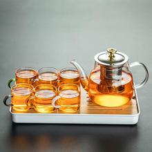 瓷牌茗茶具 玻璃茶壶不锈钢过滤内胆泡茶壶茶具套装家用花茶壶耐高温单壶泡茶