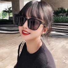 古驰（GUCCI）墨镜男新款经典方形黑框板材圆脸眼镜女太阳镜GG0637SK 001-黑色
