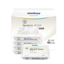 unifree婴儿纸巾 乳霜抽纸三层 婴儿敏感肌 敏感鼻专用40抽10包