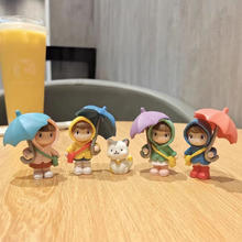 超萌 撑雨伞人物小摆件 一套4个