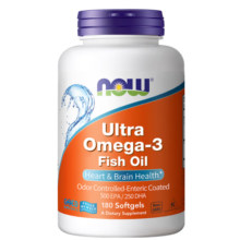 诺奥(NOW Foods)深海鱼油75%软胶囊ultra超级鱼油omega3中老年大人欧米伽180粒家庭装