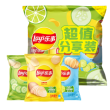 Lay's 乐事 原切马铃薯片分享装 3口味 168g（原味+黄瓜味+青柠味）*6件