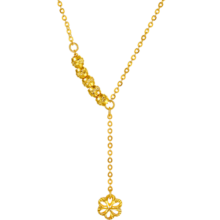 周六福5G工艺足金花韵黄金项链吊坠女 计价AW065014 约3.9g 40+2.5cm