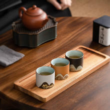 88VIP会员：苏氏陶瓷 手绘山水画茶杯三色功夫茶杯主人杯礼盒装（黑白棕）