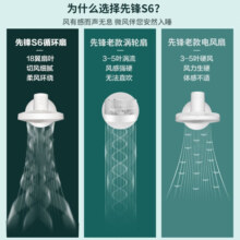 先锋（SINGFUN）空气循环扇大风量摇头电风扇落地台地扇家用卧室遥控风扇变频节能静音循环扇办公室大风力静音电扇 DXH-S6