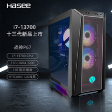 神舟（HASEE）战神P67电竞游戏台式电脑电竞主机(酷睿十三代i7-13700 16G 1TB SSD RTX3060 12G)