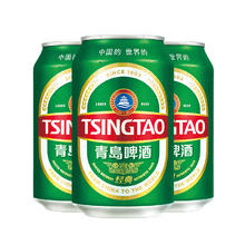青岛啤酒 经典系列11度百年青啤罐装整箱 330mL 24罐 赠千禧临门 500ml*6罐