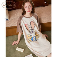 果壳（Gukoo）疯狂动物城睡衣女夏兔子睡裙大码宽松可外穿家居服B 核桃卡朱迪睡裙 M