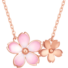 周六福（ZLF）   樱花醉系列18K金项链樱花玫瑰金套链生日礼物 40cm +尾链5cm