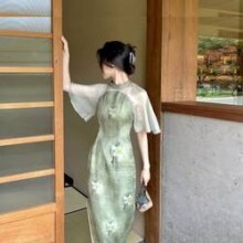 JK&JS 改良旗袍女夏季年轻款少女日常国风女装复古连衣裙