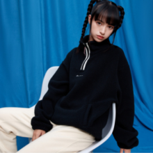 Champion 冠军牌 女士摇粒绒刺绣草写LOGO半拉链夹克