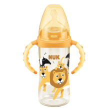 NUK德国进口 婴儿奶瓶 宝宝宽口PPSU防摔奶壶 小孩自己喝把手奶瓶 橙色狮子 300ml 6月+ 送硅胶吸管
