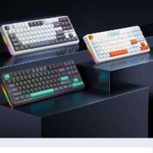 新活动、plus:狼蛛（AULA）F87客制化机械键盘全键热插拔gasket结构三模无线蓝牙电竞游戏办公键盘 F87 乌野橘光 太空金轴
