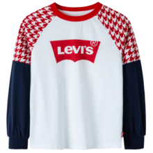 Levi's李维斯儿童装春秋款女童长袖T恤打底衫圆领中大小童 奶白 140/64(S)