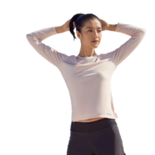 迪卡侬  训练防晒速干跑步女运动服T恤上衣RUNW  柔雾粉 L-XL
