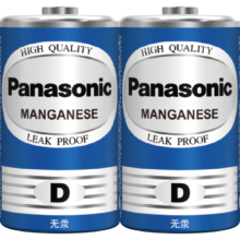 PLUS会员：Panasonic 松下 1号 D型碳性无汞干电池 2粒装
