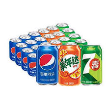 pepsi 百事 可乐美年达七喜330ml*24罐多口味混装碳酸饮料解渴整箱包邮