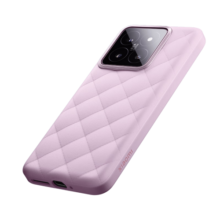 Xiaomi 14 菱格素皮保护壳 雪粉色