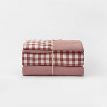 MUJI 無印良品 纯棉三件套 床单式 米色格纹 0.9米床 搭配1.5*2m被芯