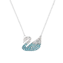 施华洛世奇（SWAROVSKI）【生日礼物】施华洛世奇天鹅 ICONIC SWAN  项链 优雅魅力 蓝色渐变（大）5512095