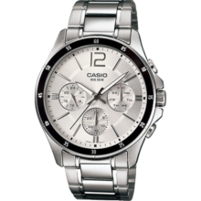 卡西欧（CASIO）男士经典防水石英腕表 商务休闲钢带男表 MTP-1374D-7AVDF