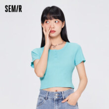 puls会员：森马（Semir）短袖T恤 甜酷少女-海洋蓝 160/84A/M