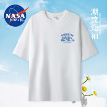 NASA MARVEL新款200克纯棉爆款白T恤男女同款