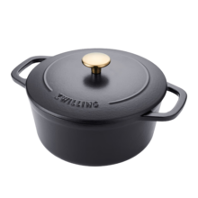 双立人（ZWILLING）珐琅锅汤锅炖锅铸铁锅双耳煲汤锅平底锅烹饪锅具电磁炉燃气通用 【咨询有礼】黑色 24cm