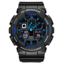 卡西欧（CASIO）G-SHOCK迷彩双显多功能时尚运动防震防水运动手表男情人节礼物 蓝针GA-100-1A2