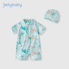 京东PLUS：JELLYBABY 宝宝可爱恐龙短袖游泳衣
