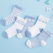 PLUS会员、需首购：班得 婴儿袜子儿童夏季薄款透气 0-6岁 5双装
