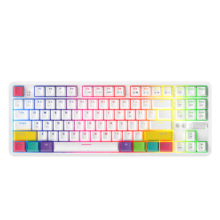 黑爵（AJAZZ）K870T蓝牙无线双模87键机械键盘RGB灯光手机平板笔记本游戏办公 白色茶轴