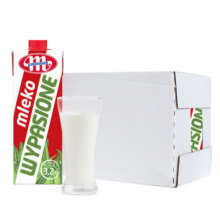 妙可（Mlekovita）波兰原装进口 冠军系列 3.2全脂纯牛奶 1L*6盒 优质蛋白 礼盒装