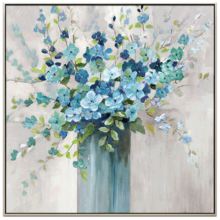 水竞（S.J.A） 手绘油画 餐厅装饰画现代简约玄关画挂画北欧客厅背景墙花卉壁画 香槟银框(环保PS画框) 100*100  布面标准装裱