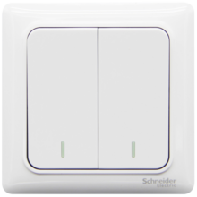 施耐德电气 双开双控开关 86型暗装墙壁电源二开开关插座面板 睿意系列 白色