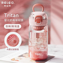 京东PLUS：RELEA 物生物 tritan塑料杯子 落英红-450ML