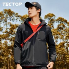 探拓（TECTOP）户外单层冲锋衣男防风保暖抓绒夹克外套情侣款休闲徒步登山旅行服 男款黑色 S