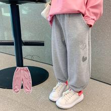 童森童马女童裤子2023秋装长裤儿童秋冬一体加绒加厚童装休闲卫裤
